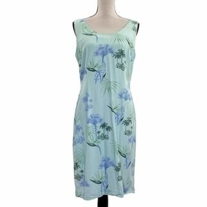BUNGALOW Brand Blue Floral Sleeveless Round Neck Mini Sheath Dress